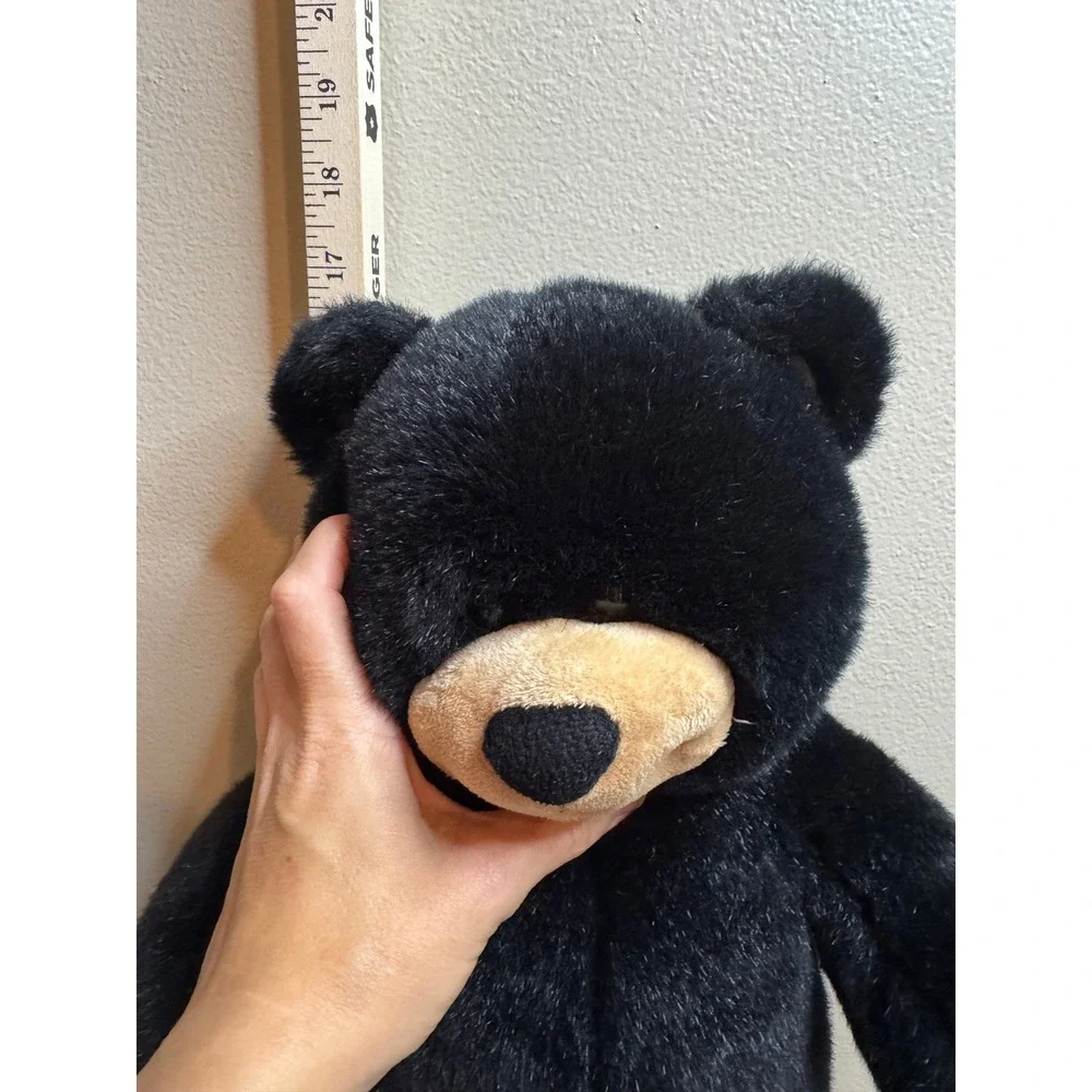 Build-A-Bear Workshop Black Teddy Bear Plush Stuffed Animal 17 inch Tan Accents